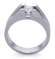 Мужское кольцо с 1 бриллиантом 0,50 ct 4/5 из белого золота 585°