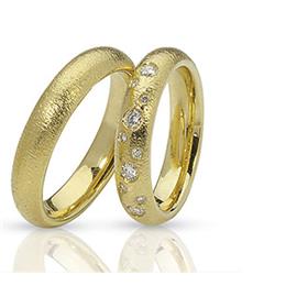 Обручальные кольца парные с бриллиантами из золота 585 пробы, артикул R-ТС 5026