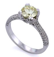 Помолвочное кольцо из белого золота 750 пробы с сертифицированным  бриллиантом 1,2 карат и 86 бриллиантами 0,47 карат