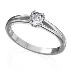 Помолвочное кольцо с 1 бриллиантом 0,2 ct 4/5  из белого золота 585°, артикул R-D44706-2