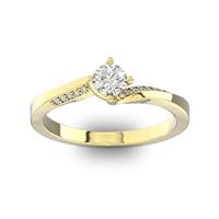 Помолвочное кольцо с 1 бриллиантом 0,40 ct 4/5  и 14 бриллиантами 0,04 ct 4/5 из желтого золота 585°