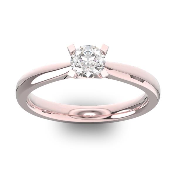 Помолвочное кольцо 1 бриллиантом 0,39 ct 4/5 из розового золота 585°