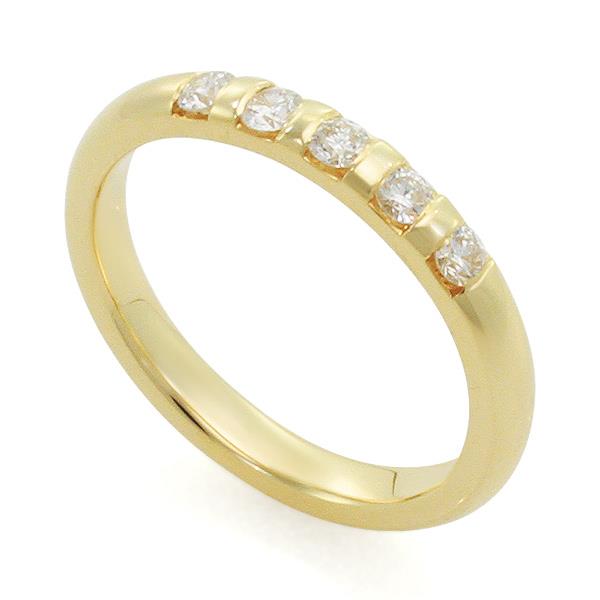 Обручальное кольцо с 5 бриллиантами 0,25 карат желтое золото, артикул R-1672-1