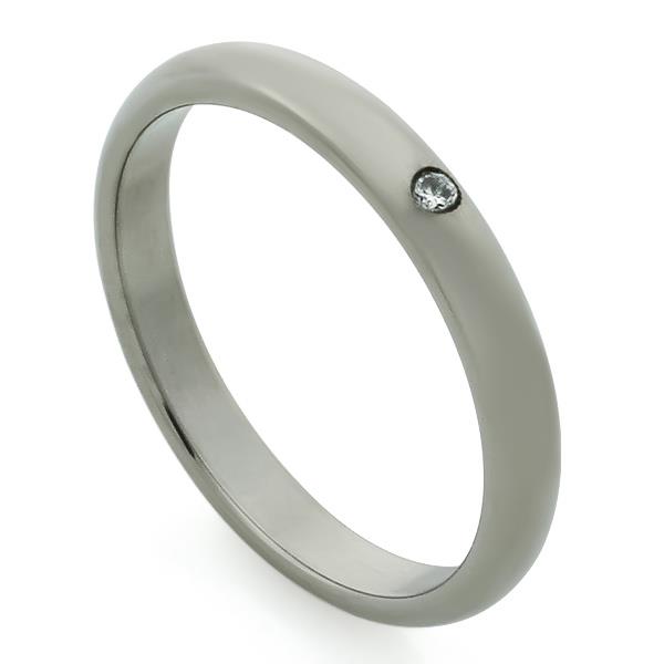 Обручальное кольцо из титана с 1 бриллиантом, артикул R-Т4001