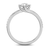 Помолвочное кольцо с 1 бриллиантом 0,45 ct 4/5  и 20 бриллиантами 0,12 ct 4/5 из белого золота 585°