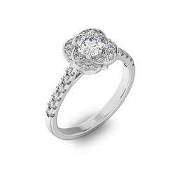 Помолвочное кольцо с 1 бриллиантом 0,45 ct 4/5  и 24 бриллиантами 0,29 ct 4/5 из белого золота 585°, артикул R-D36044-2