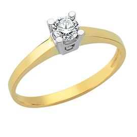 Помолвочное кольцо с 1 бриллиантом 0,26 ct 4/5 желтое белое золото, артикул R-TRN04905-01