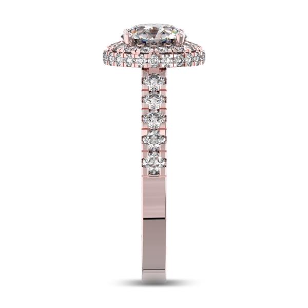 Помолвочное кольцо с 1 бриллиантом 0,67 ct 4/5  и 50 бриллиантами 0,4 ct 4/5 из розового золота 585°
