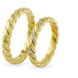 Золотые обручальные кольца парные с бриллиантами, артикул R-ТС 1680