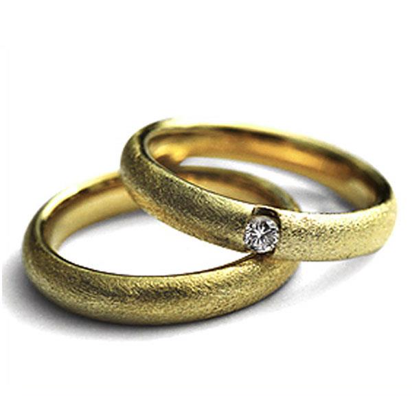 Обручальные кольца парные с бриллиантом из золота 585 пробы, артикул R-ТС 11