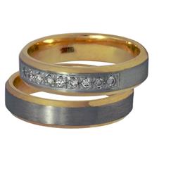 Обручальные кольца парные с бриллиантами серии "Twin Set", артикул R-ТС К010