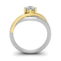 Кольцо с 1 бриллиантом 0,45 ct 4/5 и 7 бриллиантами 0,12 ct 4/5 из белого и желтого золота 585°