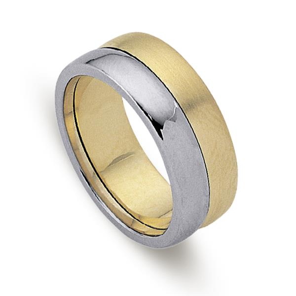 Обручальное кольцо из двухцветного золота 585 пробы, артикул R-ДК 035