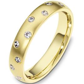 Обручальное кольцо с бриллиантами из желтого золота 585 пробы с бриллиантами, артикул R-3030e
