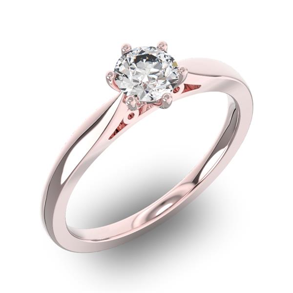 Помолвочное кольцо 1 бриллиантом 0,55 ct 4/5 из розового золота 585°