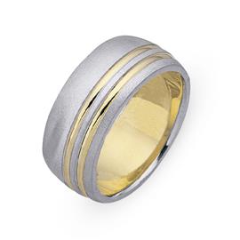 Обручальное кольцо из двухцветного золота 585 пробы, артикул R-СЕ012