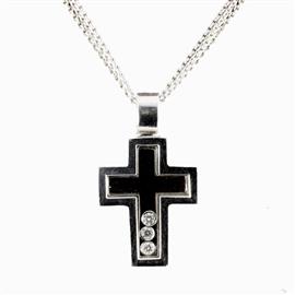 Цепь с подвеской в форме православного креста с бриллиантами 0,08 карат, артикул R-1749A