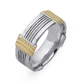 Обручальное кольцо из двухцветного золота 585 пробы, артикул R-СЕ024