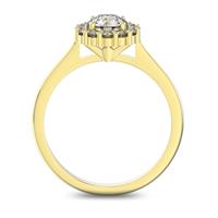 Помолвочное кольцо с 1 бриллиантом 0,5 ct 4/5  и 12 бриллиантами 0,24 ct 4/5 из желтого золота 585°