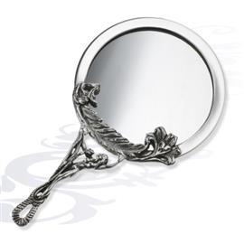 Серебряное Зеркало круглое с ажурной ручкой, артикул R-01100315А3