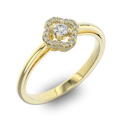 Помолвочное кольцо с 1 бриллиантом 0,1 ct 4/5  и 16 бриллиантами 0,05 ct 4/5 из желтого золота 585°, артикул R-D40458-1