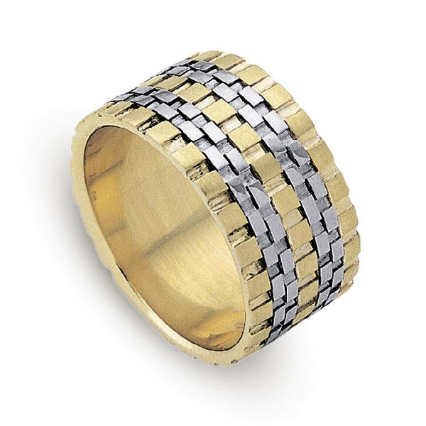 Обручальное кольцо из двухцветного золота 585 пробы, артикул R-ДК 010