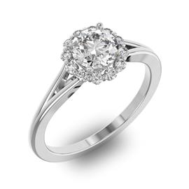 Помолвочное кольцо с 1 бриллиантом 0,7 ct 4/5  и 14 бриллиантами 0,17 ct 4/5 из белого золота 585°, артикул R-D32652-2