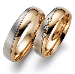 Обручальные кольца классические из белого и розового золота 585 пробы, артикул R-ТС 55-323-3
