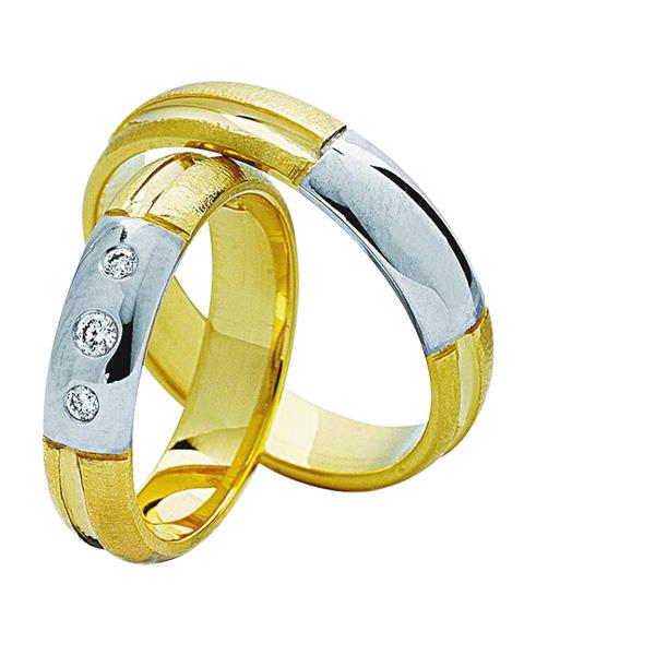 Обручальные кольца парные с бриллиантами серии "Twin Set", артикул R-ТС 0016