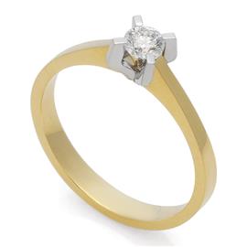 Помолвочное кольцо с 1 бриллиантом 0,20 ct 4/5 желтое белое золото, артикул R-TRN04963-006
