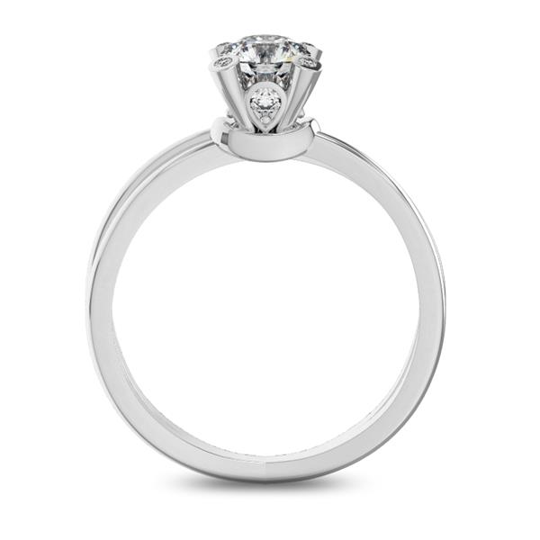 Помолвочное кольцо 1 бриллиантом 0,5 ct 4/5 и 8 бриллиантами 0,12 ct 4/5 из белого золота 585°