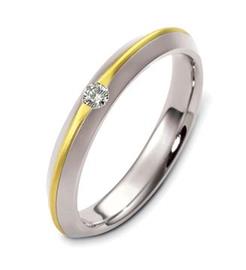 Обручальное кольцо с бриллиантом из белого и желтого золота 585 пробы, артикул R-2498/001