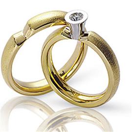 Обручальные кольца парные с бриллиантом из золота 585 пробы, артикул R-ТС 15781