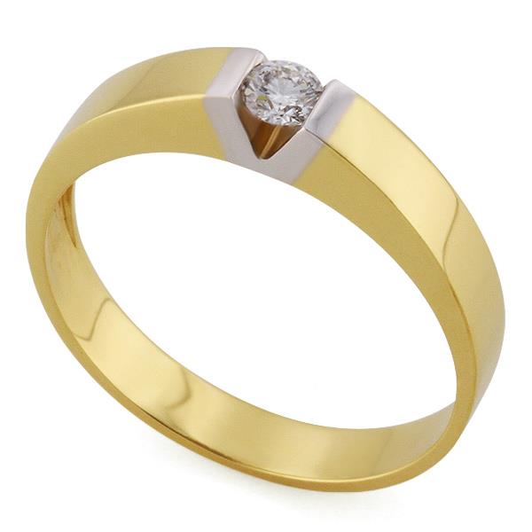 Помолвочное кольцо  с 1 бриллиантом 0,12 ct 4/5 из желтого и белого золота, артикул R-TRN04204-06