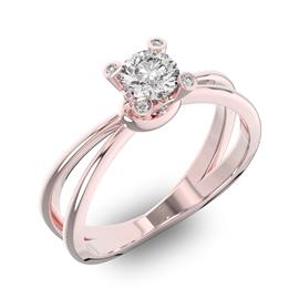 Помолвочное кольцо 1 бриллиантом 0,5 ct 4/5 и 8 бриллиантами 0,12 ct 4/5 из розового золота 585°, артикул R-D42859-3