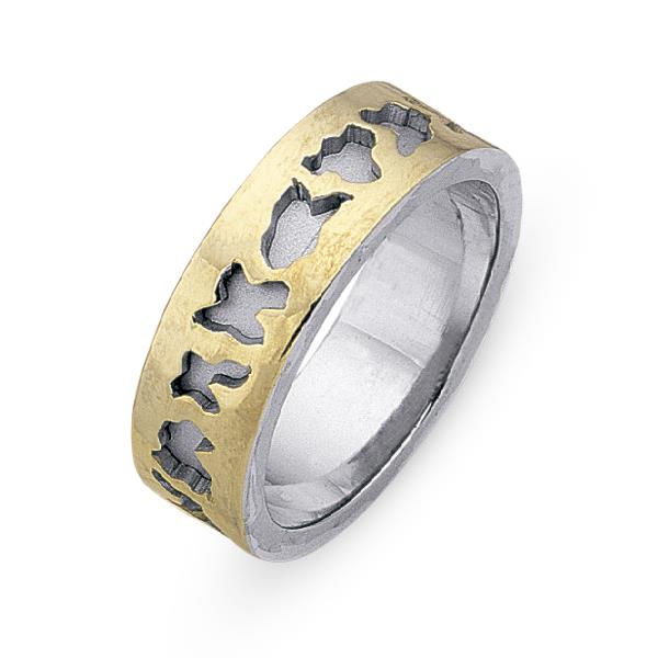 Обручальное кольцо из двухцветного золота 585 пробы, артикул R-СЕ029
