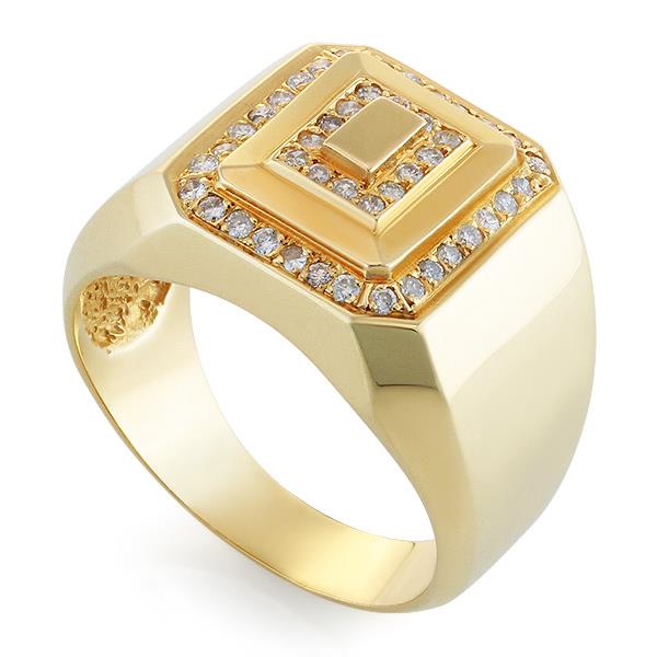 Мужское кольцо с 44 бриллиантами 0,45 ct 3/6 из желтого золота, артикул R-6459
