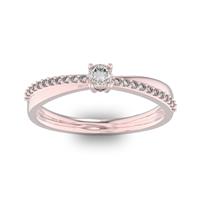 Помолвочное кольцо с 1 бриллиантом 0,1 ct 4/5  и 22 бриллиантами 0,06 ct 4/5 из розового золота 585°