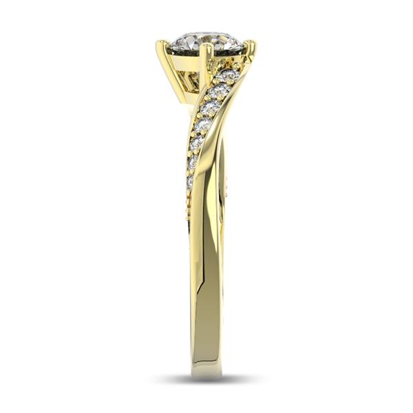 Помолвочное кольцо с 1 бриллиантом 0,45 ct 4/5  и 14 бриллиантами 0,1 ct 4/5 из желтого золота 585°