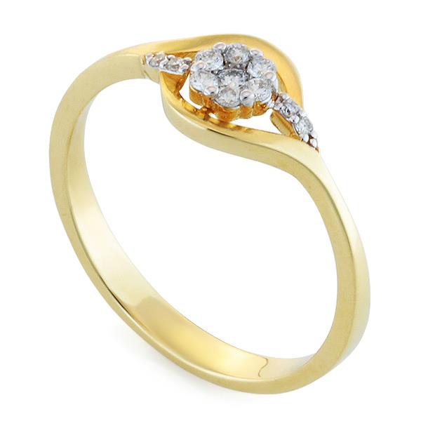 Кольцо с 7 бриллиантами 0,1 ct 3/4 и 4 бриллиантами 0,02 ct 0,02 из желтого золота, артикул R-DRN13327-006 