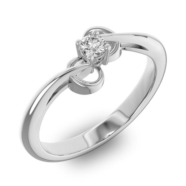 Помолвочное кольцо 1 бриллиантом 0,13 ct 4/5 из белого золота 585°