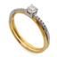 Помолвочное кольцо с 11 бриллиантами 0,28 ct (центр 1 бриллиант 0,22 ct 4/5, боковые 10 бриллиантов 0,06 ct 4/4) желтое и белое золото, артикул R-TRN05007-01, цена 61 460,00 ₽