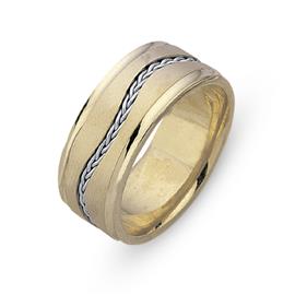 Обручальное кольцо из двухцветного золота 585 пробы, артикул R-СЕ032