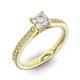 Помолвочное кольцо с 1 бриллиантом 0,35 ct 4/5  и 18 бриллиантами 0,14 ct 4/5 из желтого золота 585°
