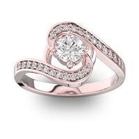 Помолвочное кольцо с 1 бриллиантом 0,45 ct 4/5  и 22 бриллиантами 0,13 ct 4/5 из розового золота 585°
