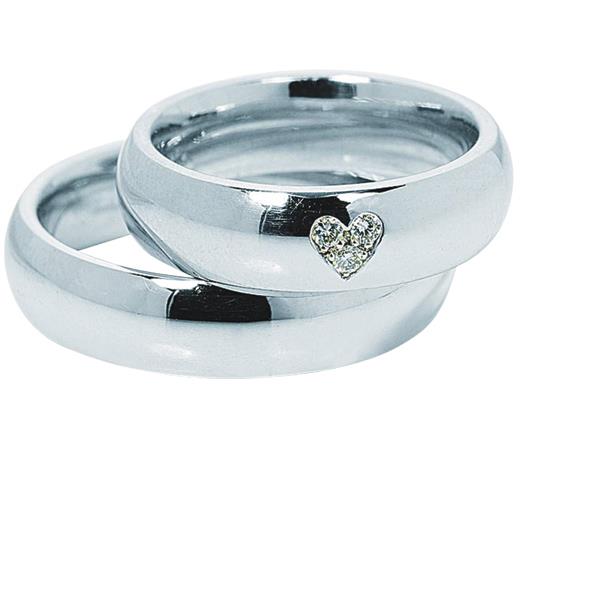 Классические обручальные кольца парные из белого золота, артикул R-ТС 0371