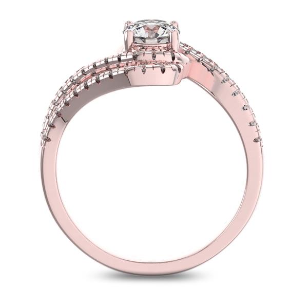 Помолвочное кольцо с 1 бриллиантом 0,45 ct 4/5  и 48 бриллиантами 0,38 ct 4/5 из розового золота 585°