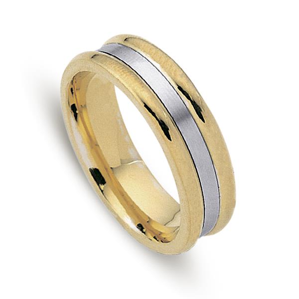 Обручальное кольцо из двухцветного золота 585 пробы, артикул R-ДК 034