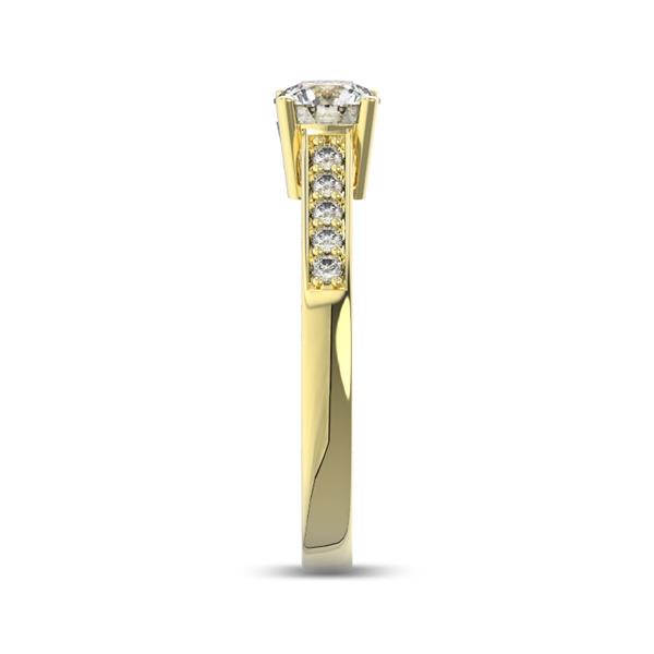 Помолвочное кольцо 1 бриллиантом 0,5 ct 4/5 и 10 бриллиантами 0,15 ct 4/5 из желтого золота 585°