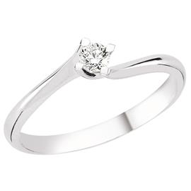 Кольцо с 1 бриллиантом 0,11 ct 3/5 из белого золота 750°, артикул R-TRN04983-63